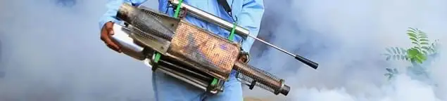 Fumigation technician using a fogger for deep pest treatment in Long Beach, CA